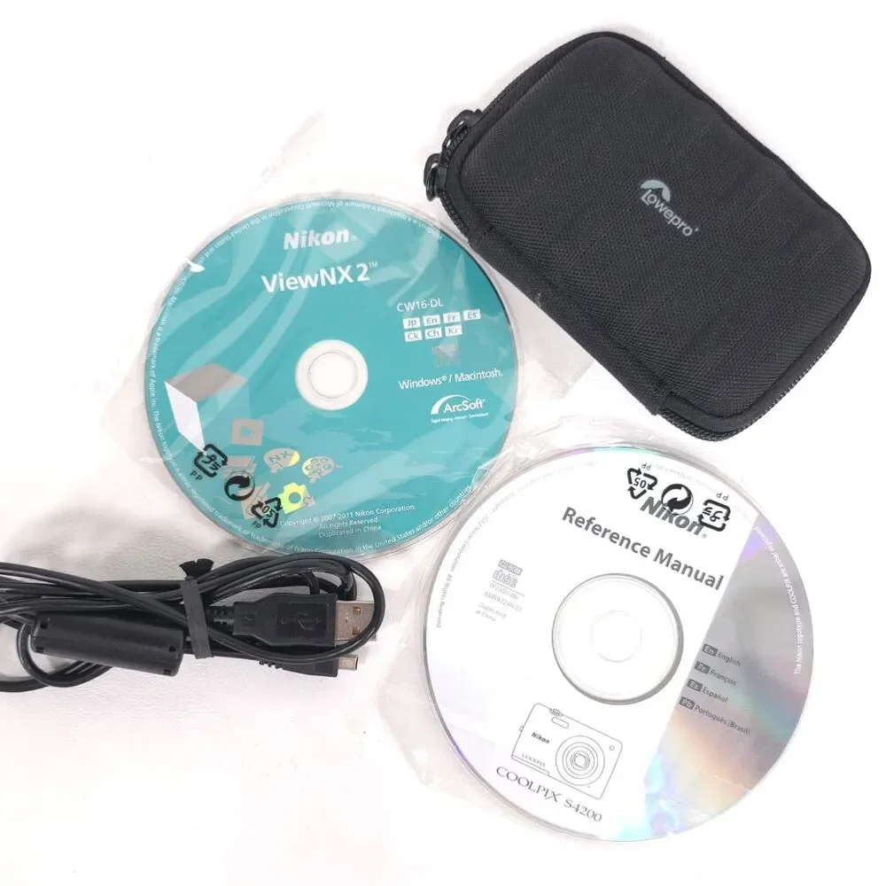 NIKON COOLPIX S4200 Black 16MP 6X Zoom Touchscreen Digital Camera Bundle Tested